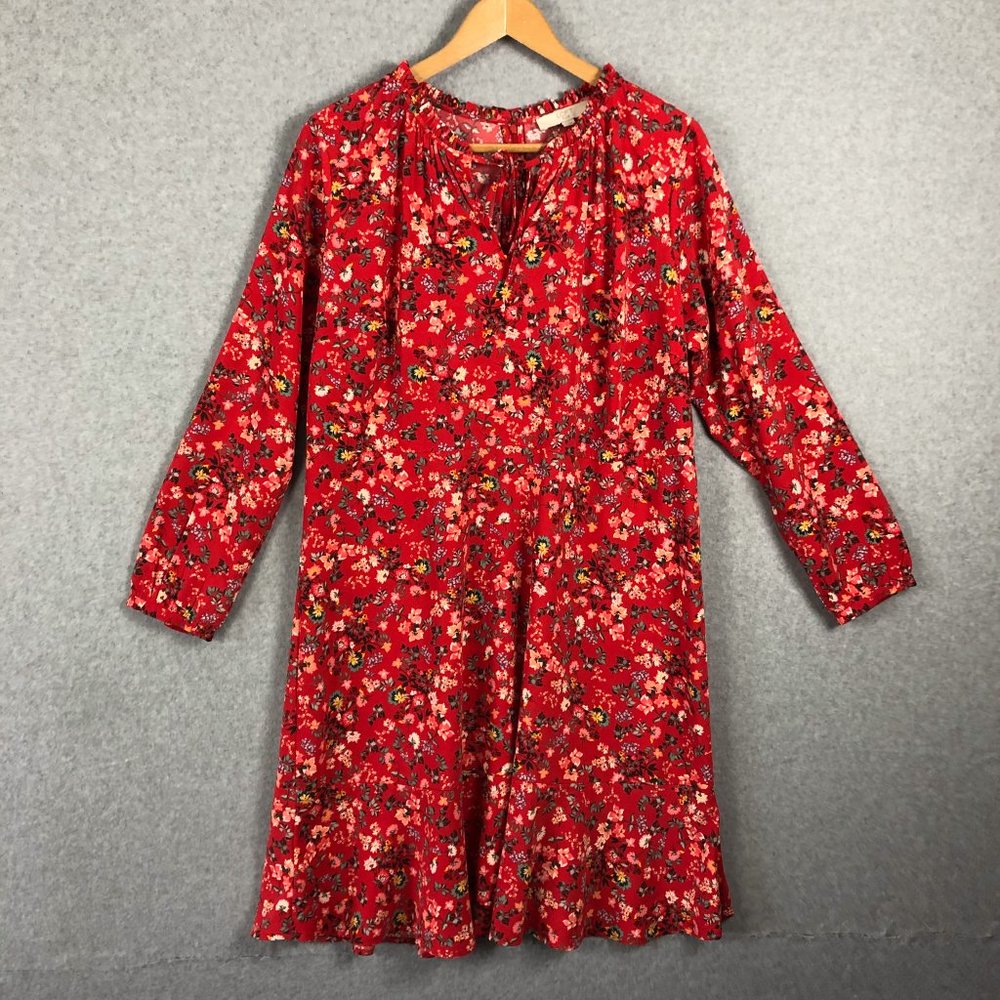 Loft Plus Floral Red Dress Size 16